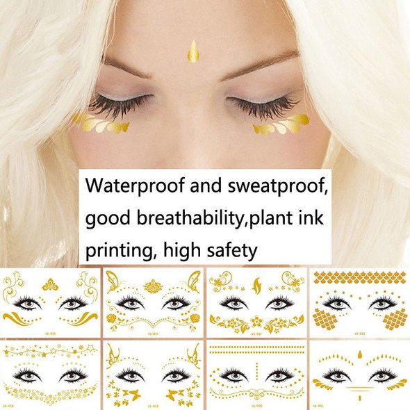 20 PCS Waterproof Bronzing Face Tattoo Stickers Party Masquerade Face Stickers(VS-032)