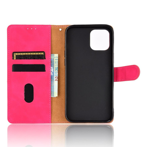 Solid Color Skin Feel Magnetic Buckle Horizontal Flip Calf Texture PU Leather Case with Holder & Card Slots & Wallet - iPhone 13 mini(Rose Red)