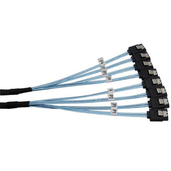 Mini SAS to SATA Data Cable With Braided Net Computer Case Hard Drive Cable,specification: 4SATA-0.5m