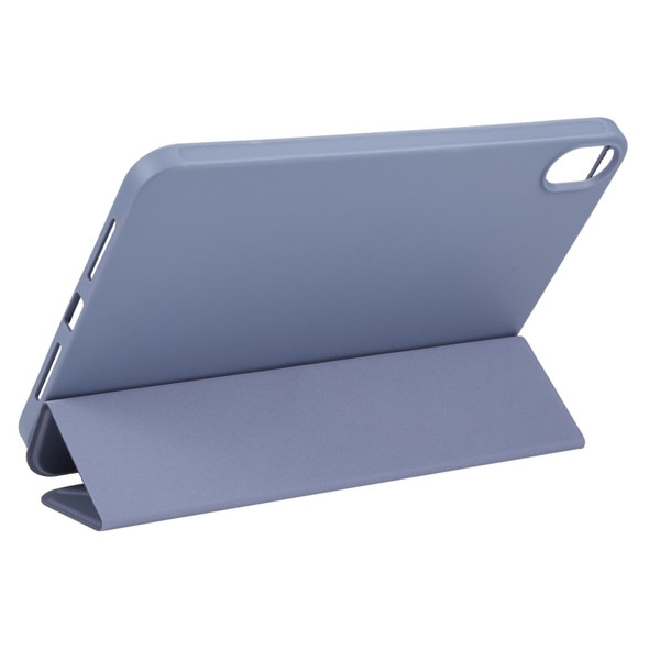 3-folding TPU Horizontal Flip Leatherette Tablet Case with Holder - iPad mini 6(Lavender Grey)