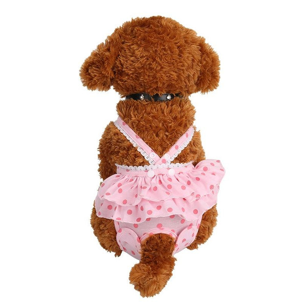 Menstrual Physiological Pants - Pet Dog Polka Dot Skirt And Bib Physiological Pants, Size: L(Pink)