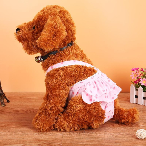 Menstrual Physiological Pants - Pet Dog Polka Dot Skirt And Bib Physiological Pants, Size: M(Pink)