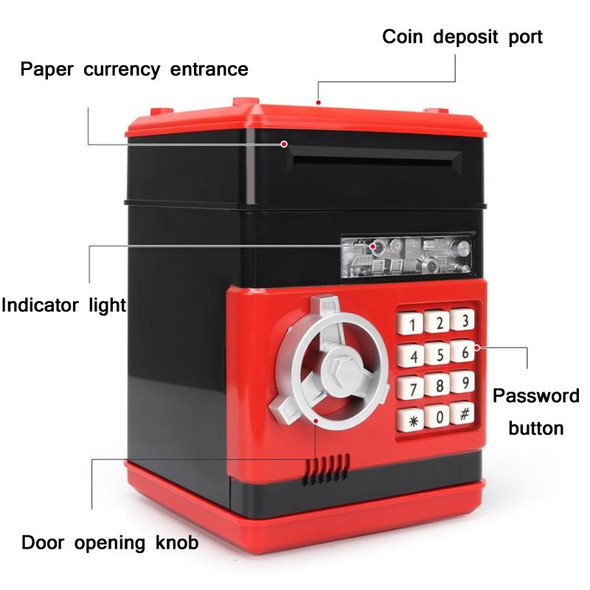 Password Safe Deposit Box Children Automatic Savings ATM Machine Toy, Colour: Reddish Black