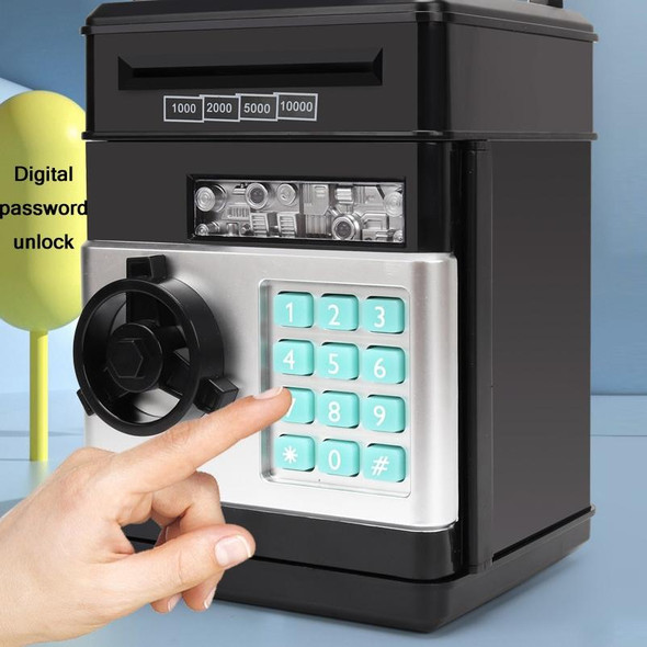 Password Safe Deposit Box Children Automatic Savings ATM Machine Toy, Colour: Black Red