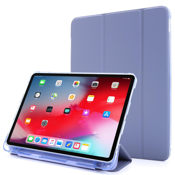 Multi-folding Horizontal Flip PU Leather + Shockproof Airbag TPU Tablet Case with Holder & Pen Slot & Wake-up / Sleep Function - iPad Pro 12.9 2021(Purple)