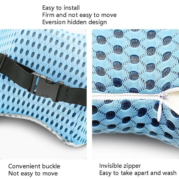 Car Supplies Lumbar Support Memory Foam Car Backrest Lumbar Cushion Seat Cushion Lumbar Pillow, Colour: 4D Grid Blue