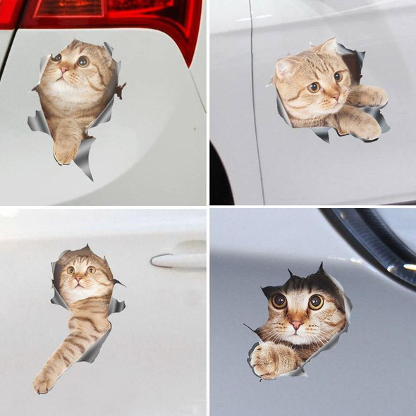 4 PCS Style 3 Small 3D Stereo Cat Car Sticker Car Body Scratches And Occlusion Stickers