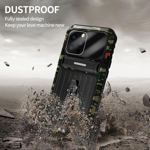 Armor Shockproof Splash-proof Dust-proof Phone Case with Holder - iPhone 13(Camouflage)