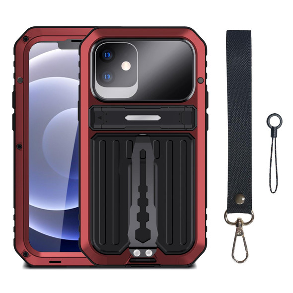 Armor Shockproof Splash-proof Dust-proof Phone Case with Holder - iPhone 12(Red)