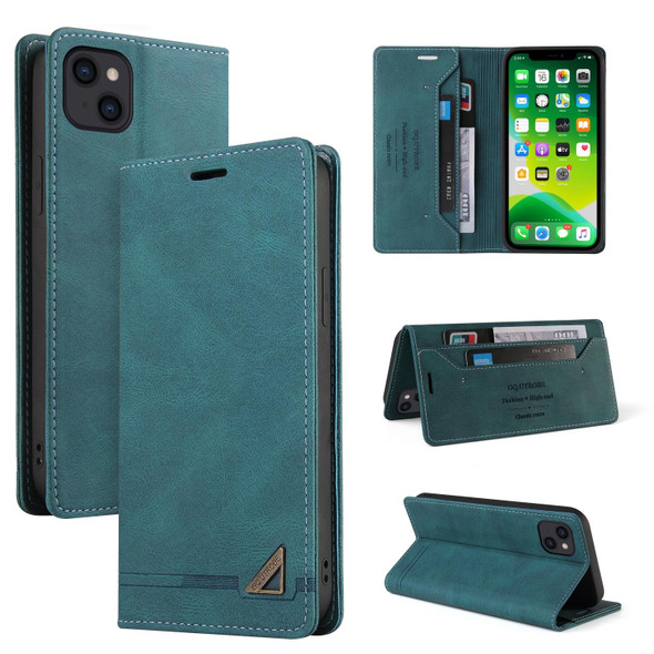 Skin Feel Anti-theft Brush Horizontal Flip Leather Case with Holder & Card Slots & Wallet - iPhone 13(Blue)