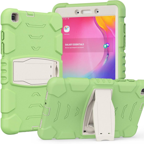 Samsung Galaxy Tab A8.0 2019 T290 3-Layer Protection Screen Frame + PC + Silicone Shockproof Combination Case with Holder(Matcha Green)