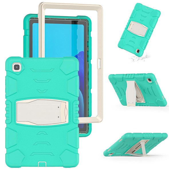 Samsung Galaxy Tab A7 T500 3-Layer Protection Screen Frame + PC + Silicone Shockproof Combination Case with Holder(Mint Green)