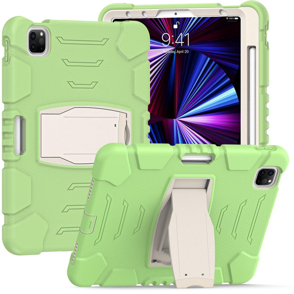 3-Layer Protection Screen Frame + PC + Silicone Shockproof Combination Tablet Case with Holder - iPad Pro 11 2021 / 2020 / 2018(Matcha Green)