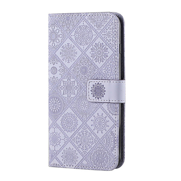 Ethnic Style Embossed Pattern Horizontal Flip Leatherette Case with Holder & Card Slots & Wallet & Lanyard - iPhone 6(Purple)