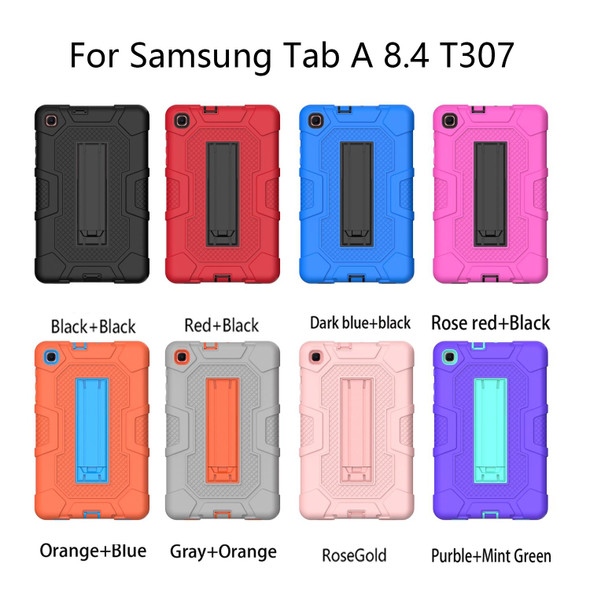 Samsung Galaxy Tab A 8.4 (2020) / T307 Contrast Color Robot Shockproof Silicone + PC Protective Case with Holder(Orange Blue)