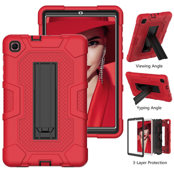 Samsung Galaxy Tab A 8.4 (2020) / T307 Contrast Color Robot Shockproof Silicone + PC Protective Case with Holder(Red Black)