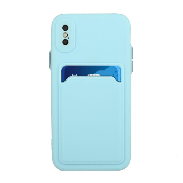 Card Slot Design Shockproof TPU Protective Case - iPhone XS Max(Sky Blue)