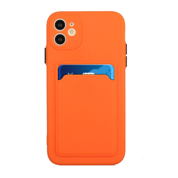 Card Slot Design Shockproof TPU Protective Case - iPhone 12(Orange)