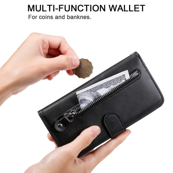 Fashion Calf Texture Zipper Horizontal Flip Leatherette Case with Stand & Card Slots & Wallet Function - iPhone 13 mini(Black)