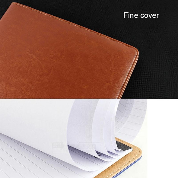 Office Supplies Business Style Leather Document Folder with 30-pages A4 Note Pad & Calculator (Light Brown)