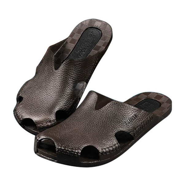 2 PCS Summer Outdoor Beach Sandals Men Wear-Resistant PVC Slippers, Size: 43(Bound Feet Brown)