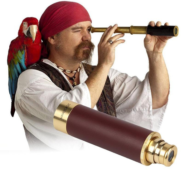 25x30 Portable Pirate Monocular Professional Vision Monocular Telescope with Leatherette Bag(Gold)