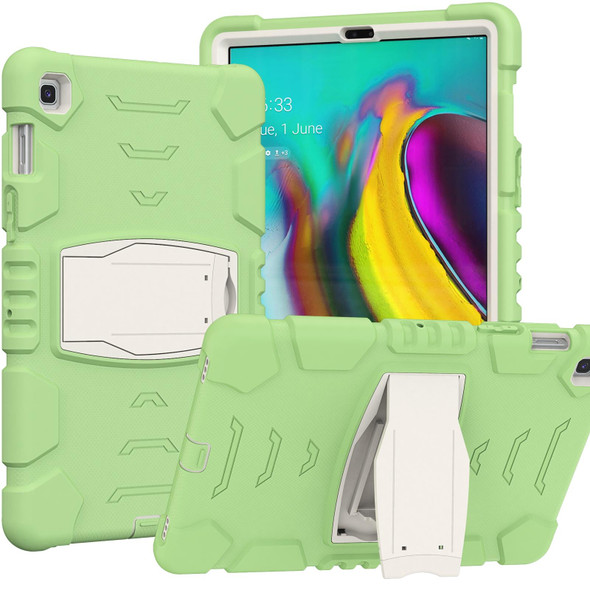3-Layer Protection Screen Frame + PC + Silicone Shockproof Combination Case with Holder - Samsung Galaxy Tab S5e T720(Matcha Green)