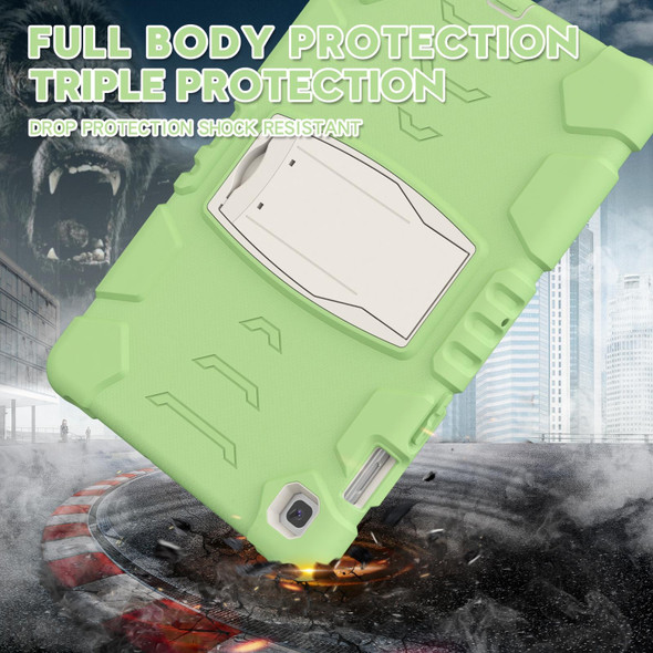 3-Layer Protection Screen Frame + PC + Silicone Shockproof Combination Case with Holder - Samsung Galaxy Tab S5e T720(Matcha Green)