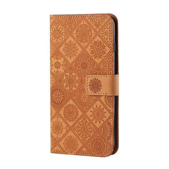 Ethnic Style Embossed Pattern Horizontal Flip Leatherette Case with Holder & Card Slots & Wallet & Lanyard - iPhone 12 Mini(Brown)