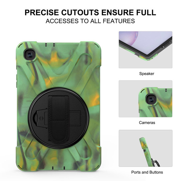 Samsung Galaxy Tab A 8.4 2020 T307U Shockproof Colorful Silicone + PC Protective Case with Holder & Shoulder Strap & Hand Strap(Camouflage)