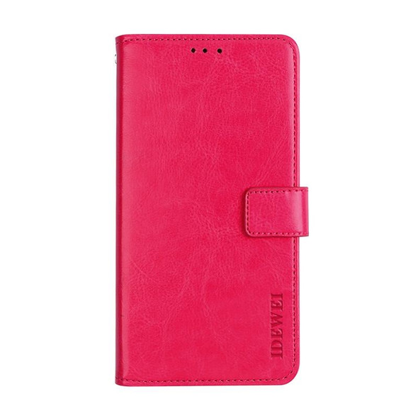 Alcatel 1 2021 idewei Crazy Horse Texture Horizontal Flip Leatherette Case with Holder & Card Slots & Wallet(Rose Red)