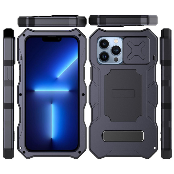 Camshield Shockproof Waterproof Dustproof Metal Case with Holder - iPhone 12 / 12 Pro(Black)