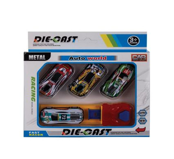 Die Cast Set With 4 Cars & 1 Launcher