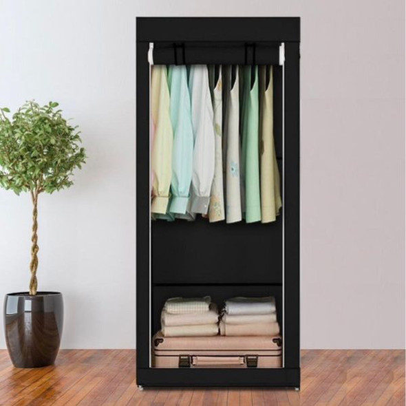 Portable Multipurpose Wardrobe Storage Rack with Shelves & Rod