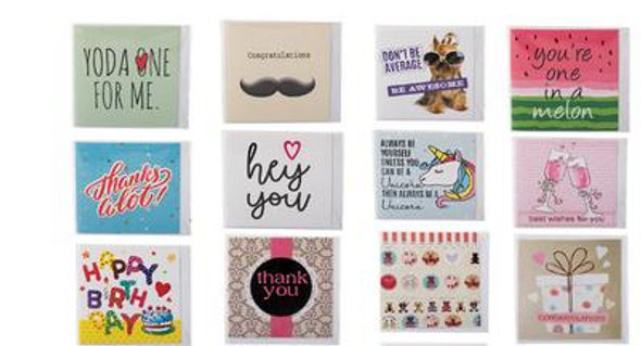 Mini Assorted Design Cards & Envelopes 7x7cm - Random Selection