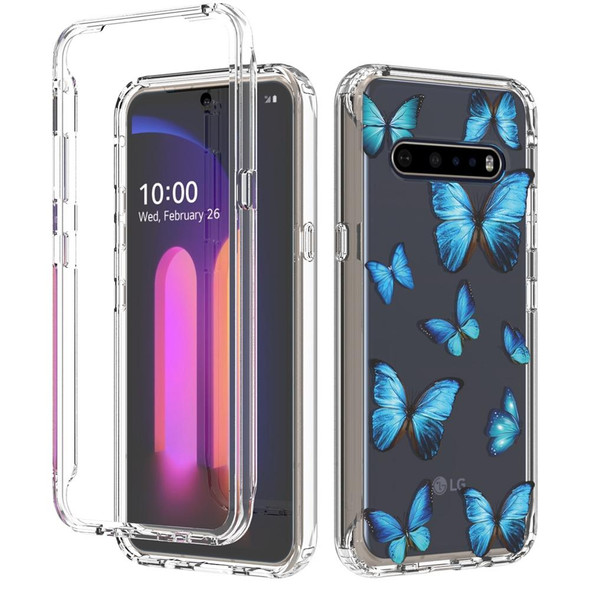 LG V60 ThinQ 5G 2 in 1 High Transparent Painted Shockproof PC + TPU Protective Case(Blue Butterfly)