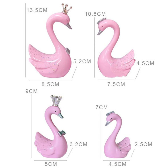 2 Pairs Swan Resin Car Decoration Birthday Cake Tanabata Valentine Day Decoration, Color Classification: Extra Large Pink