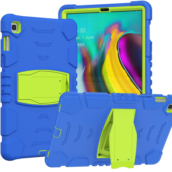 3-Layer Protection Screen Frame + PC + Silicone Shockproof Combination Case with Holder - Samsung Galaxy Tab S5e T720(Blue+Lime)