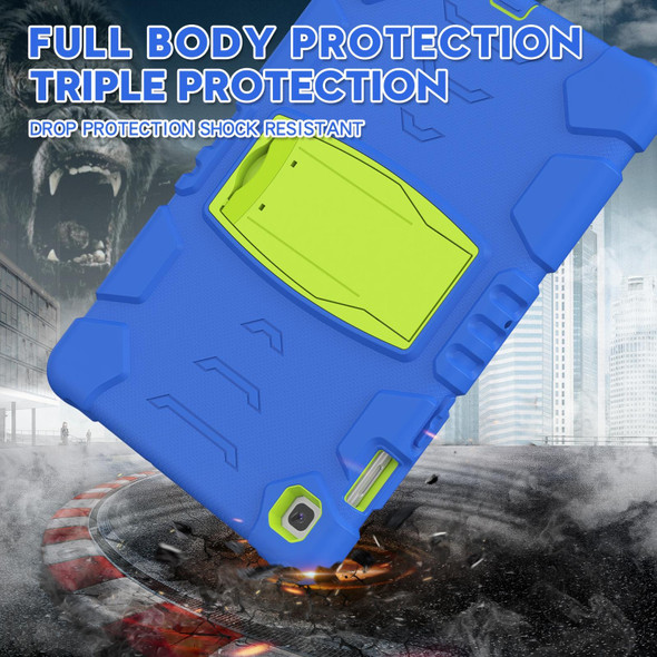 3-Layer Protection Screen Frame + PC + Silicone Shockproof Combination Case with Holder - Samsung Galaxy Tab S5e T720(Blue+Lime)