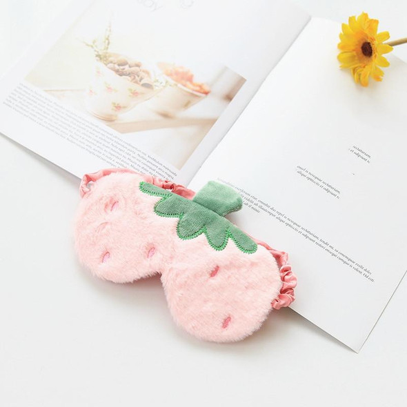 2 PCS Fruit Plush Eye Mask Cute Soft Girl Sleep Blackout Eye Mask(Shallow Pink Strawberry)