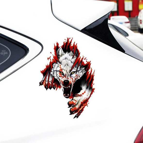 4 PCS 3D Realistic Wolf Head Hood Door Car Body Decoration Stickers Scratches Cover Waterproof Car Stickers(Wolf Head Left)