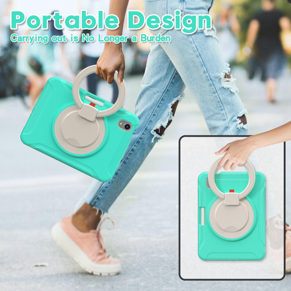 Shockproof TPU + PC Protective Tablet Case with 360 Degree Rotation Foldable Handle Grip Holder & Pen Slot - iPad mini 6(Mint Green)
