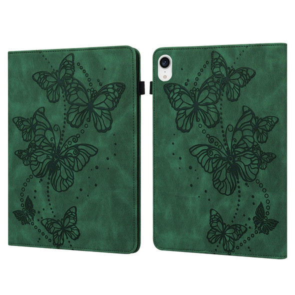 Embossed Butterfly Pattern Horizontal Flip Leatherette Tablet Case - iPad mini 6(Green)