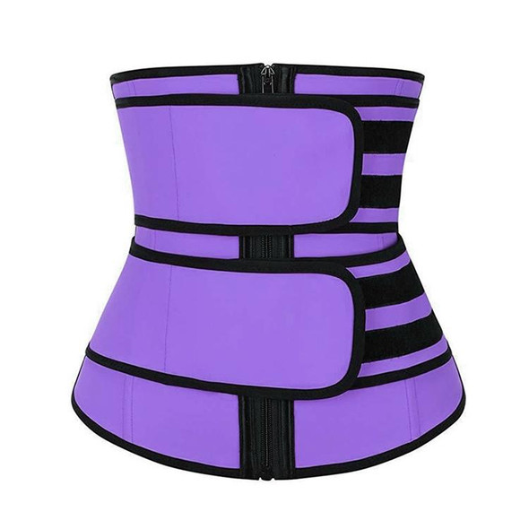 Women Rubber Neoprene Body Sculpting Zipper Double Waist Belt Body Shaping Waistband, Size:XXXL(Purple)