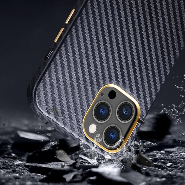 Carbon Fiber Leatherette Texture Kevlar Anti-fall Phone Protective Case - iPhone XS Max(Blue)