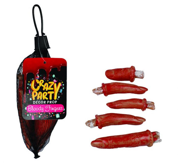 Party Prop Plastic Bloody Fingers – 5pc