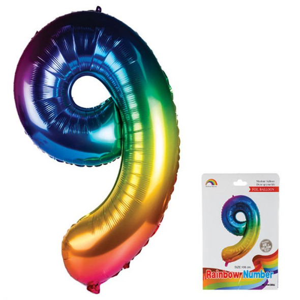 Balloon Helium Foil Rainbow 9 106cm