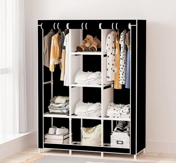 Portable Canvas Wardrobe - Large Capacity & Durable Storage