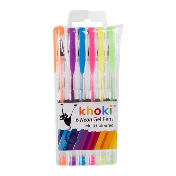 Neon Gel Pens Assorted Colours – 6 Pieces Per Pack