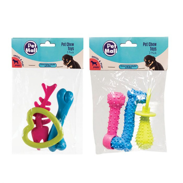Puppy Chews Pet Toy Assorted – 3 Pieces Per Pack
